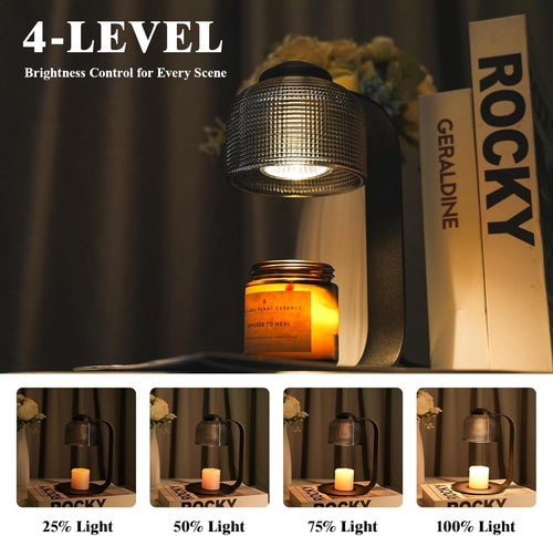 Candle Warmer Lamp with Timer, 4-Level Dimmable, Includes 2 Bulbs for Jar Candles-1